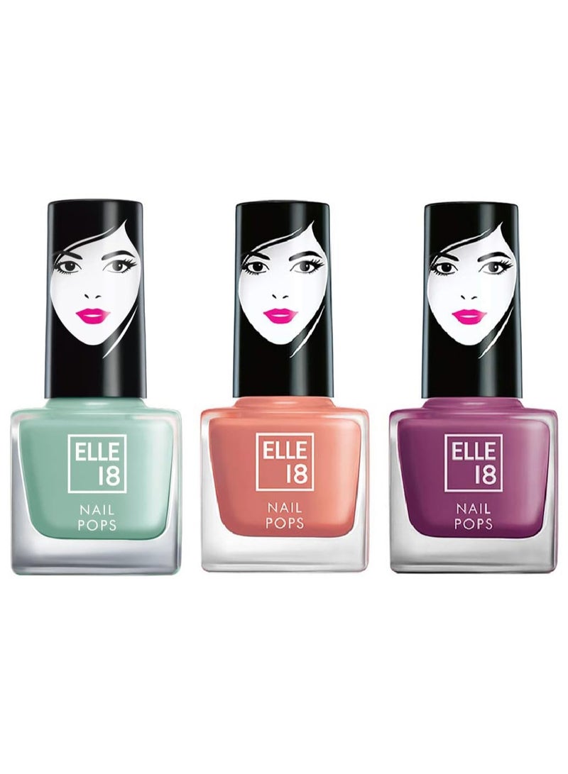 إل 18 طلاء أظافر Elle 18 Nail Pops رقم 187، 5 مل، وطلاء أظافر Elle 18 Nail Pops رقم 161، بلمسة نهائية مطفية ولامعة، 5 مل، وطلاء أظافر Elle 18 Nail Pops رقم 159، بلمسة نهائية مطفية ولامعة، 5 مل. - Image 1